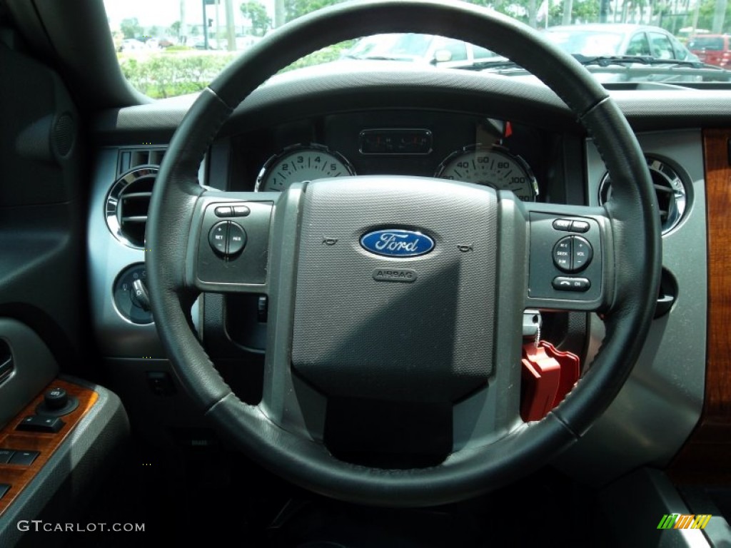 2010 Ford Expedition Eddie Bauer Charcoal Black/Camel Steering Wheel Photo #52944033