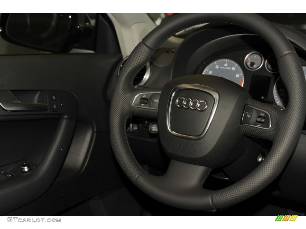 2012 Audi A3 2.0T quattro Black Steering Wheel Photo #52947252