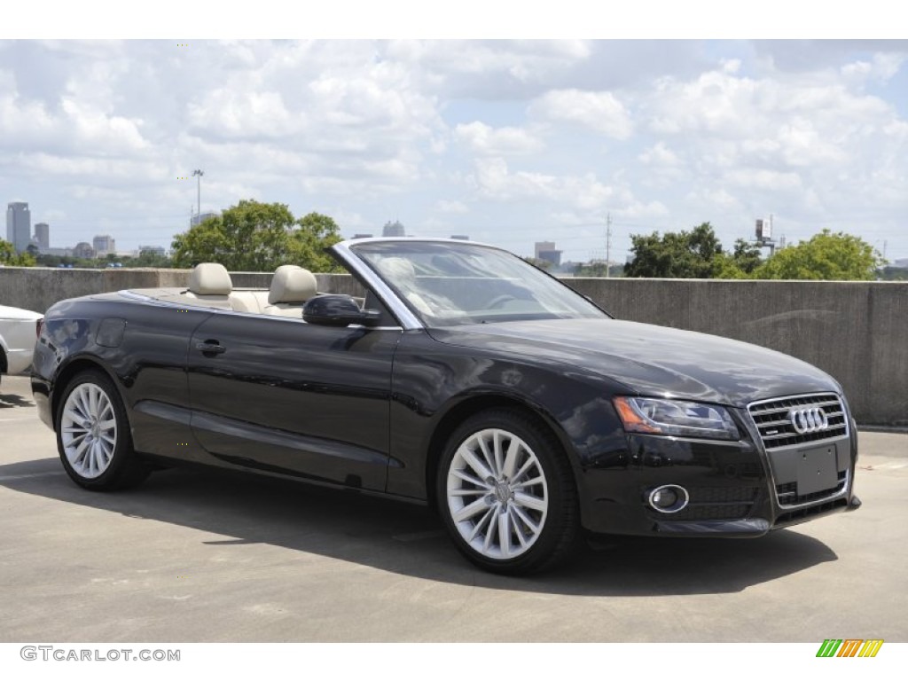 2012 A5 2.0T quattro Cabriolet - Brilliant Black / Cardamom Beige photo #1