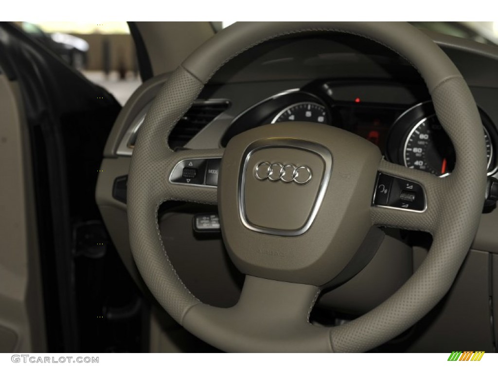 2012 Audi A5 2.0T quattro Cabriolet Cardamom Beige Steering Wheel Photo #52948161