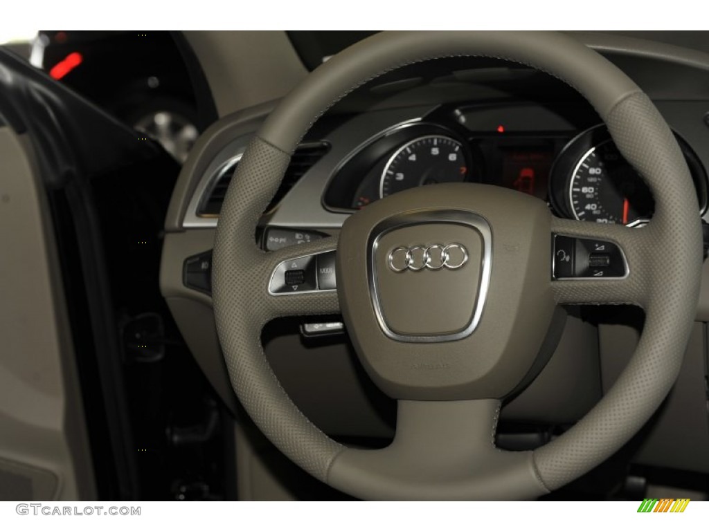 2012 Audi A5 2.0T Cabriolet Cardamom Beige Steering Wheel Photo #52948659