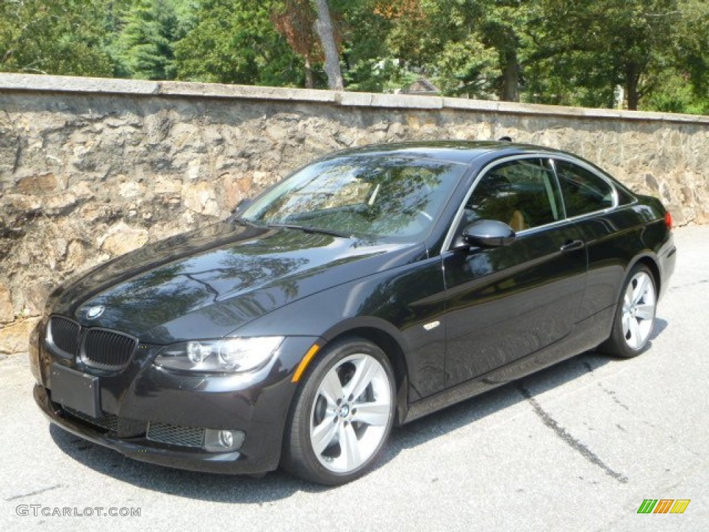 2007 3 Series 335i Coupe - Black Sapphire Metallic / Saddle Brown/Black photo #2