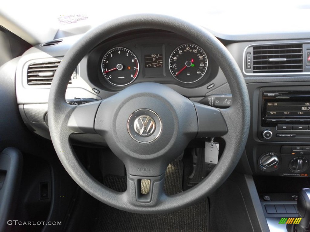 2012 Volkswagen Jetta SE Sedan Titan Black Steering Wheel Photo #52949523