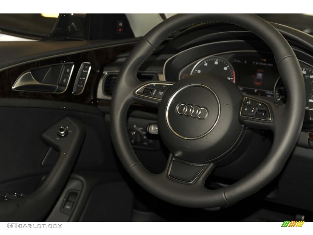 2012 Audi A6 3.0T quattro Sedan Black Steering Wheel Photo #52950225