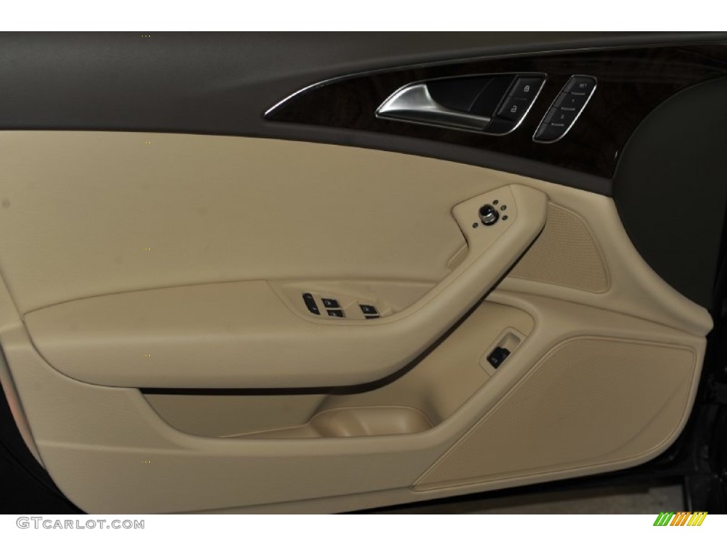 2012 Audi A6 3.0T quattro Sedan Velvet Beige Door Panel Photo #52950384