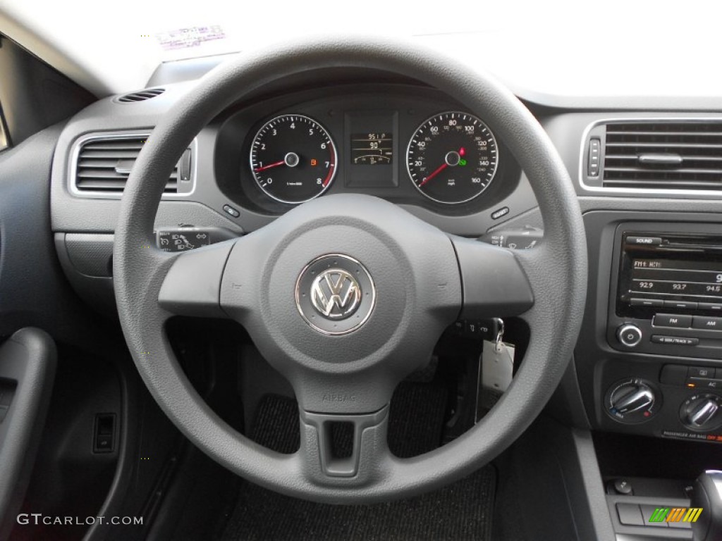 2012 Volkswagen Jetta SE Sedan Titan Black Steering Wheel Photo #52950639
