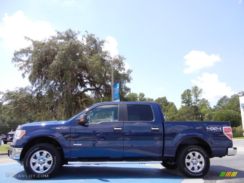 2011 F150 XLT SuperCrew 4x4 - Dark Blue Pearl Metallic / Steel Gray photo #2