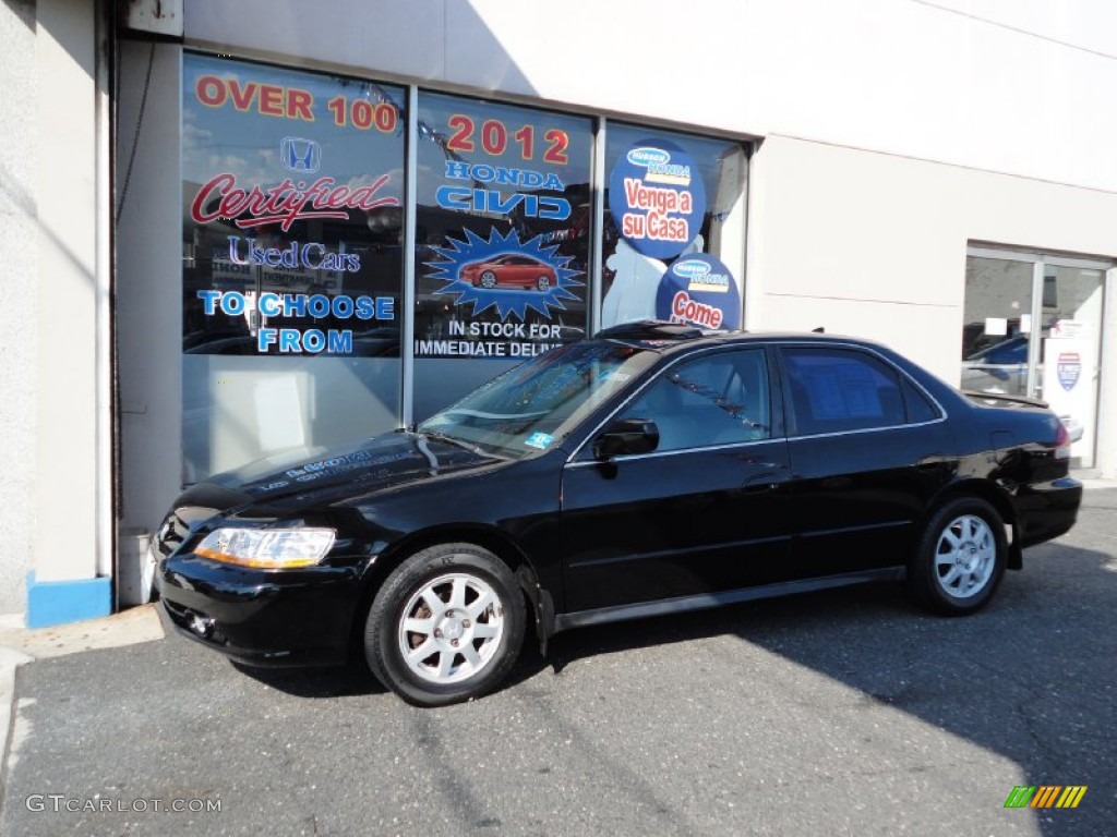 2002 Accord SE Sedan - Nighthawk Black Pearl / Quartz Gray photo #2
