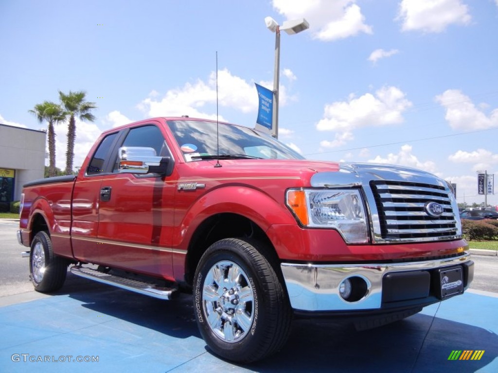 2010 F150 XLT SuperCab - Red Candy Metallic / Medium Stone photo #7