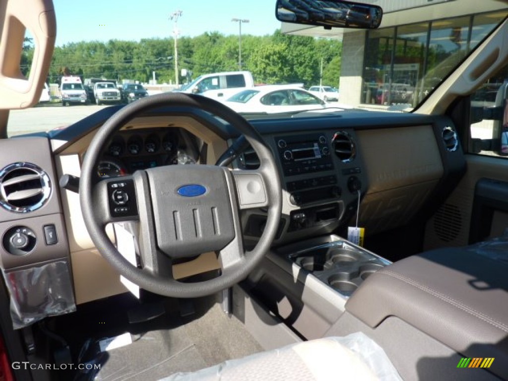 2012 F250 Super Duty XLT SuperCab 4x4 - Vermillion Red / Adobe photo #12