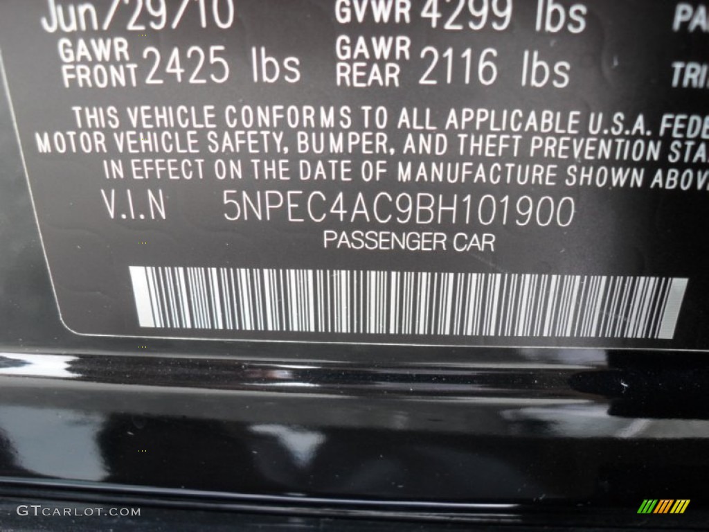 2011 Sonata SE - Midnight Black / Black photo #9