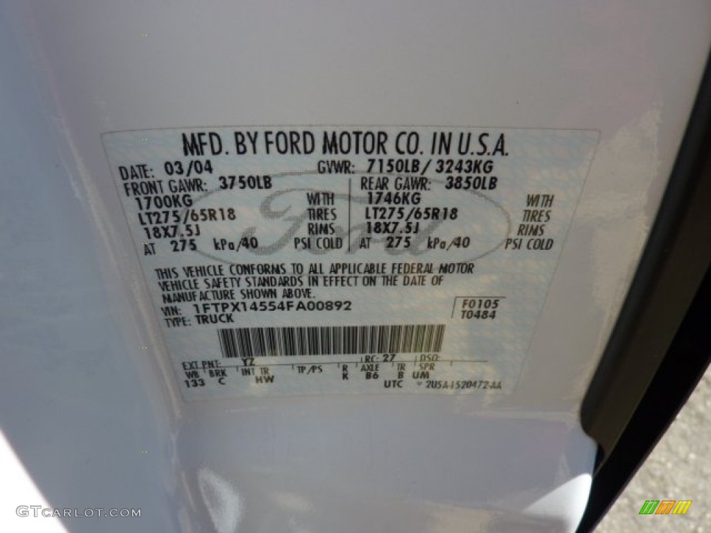 2004 F150 Lariat SuperCab 4x4 - Oxford White / Tan photo #19
