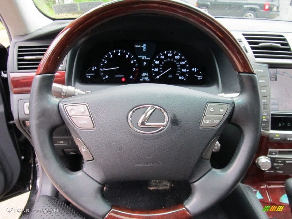 2010 Lexus LS 460 L AWD Black Steering Wheel Photo #52975696