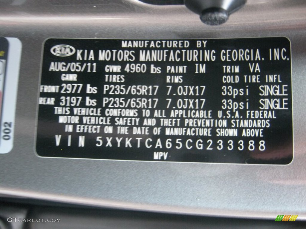 2012 Sorento LX AWD - Titanium Silver / Black photo #25