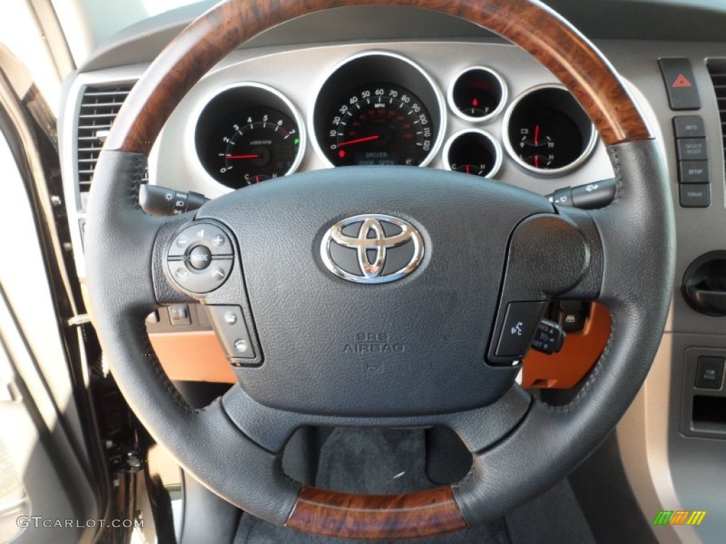 2011 Toyota Tundra Platinum CrewMax Redrock/Black Steering Wheel Photo #52983886