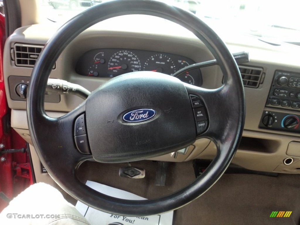 2003 Ford F250 Super Duty XLT SuperCab 4x4 Medium Parchment Beige Steering Wheel Photo #52985875