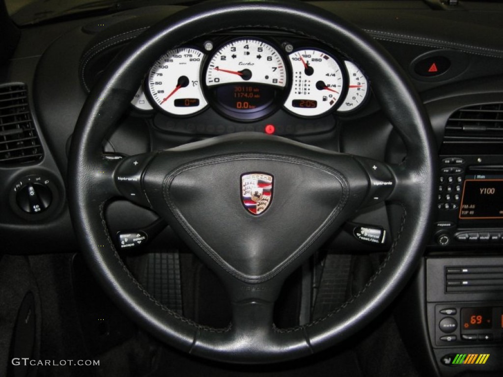 2004 Porsche 911 Turbo Cabriolet Black Steering Wheel Photo #52986022