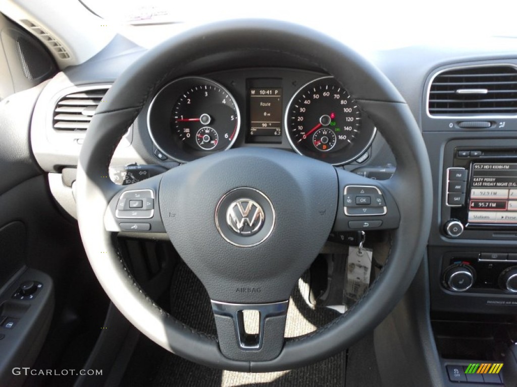 2012 Volkswagen Jetta TDI SportWagen Titan Black Steering Wheel Photo #52988164