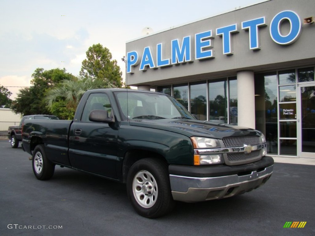 2005 Silverado 1500 Regular Cab - Dark Green Metallic / Dark Charcoal photo #2