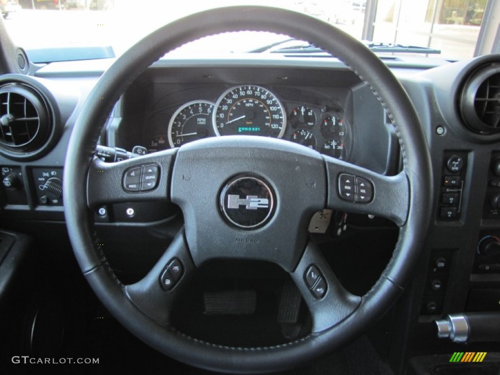 2005 Hummer H2 SUV Ebony Black Steering Wheel Photo #53003752