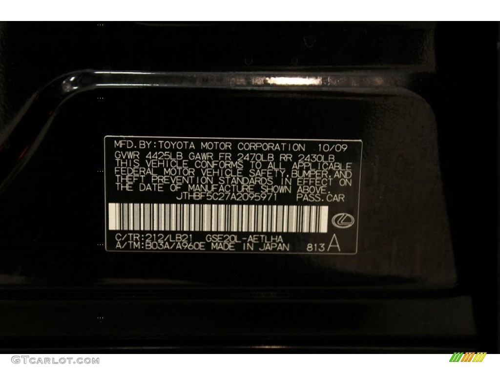 2010 IS Color Code 212 for Obsidian Black Photo #53006093