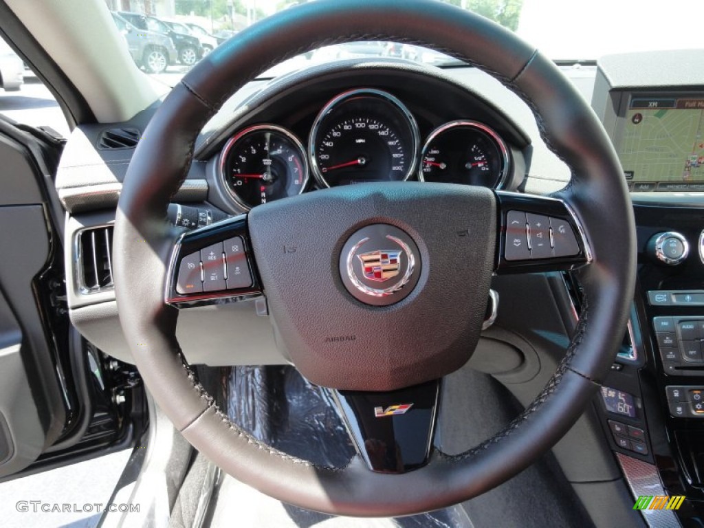 2012 Cadillac CTS -V Sedan Ebony/Ebony Steering Wheel Photo #53008616