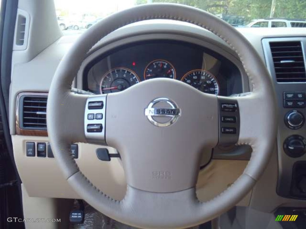 2011 Nissan Armada Platinum 4WD Almond Steering Wheel Photo #53009558