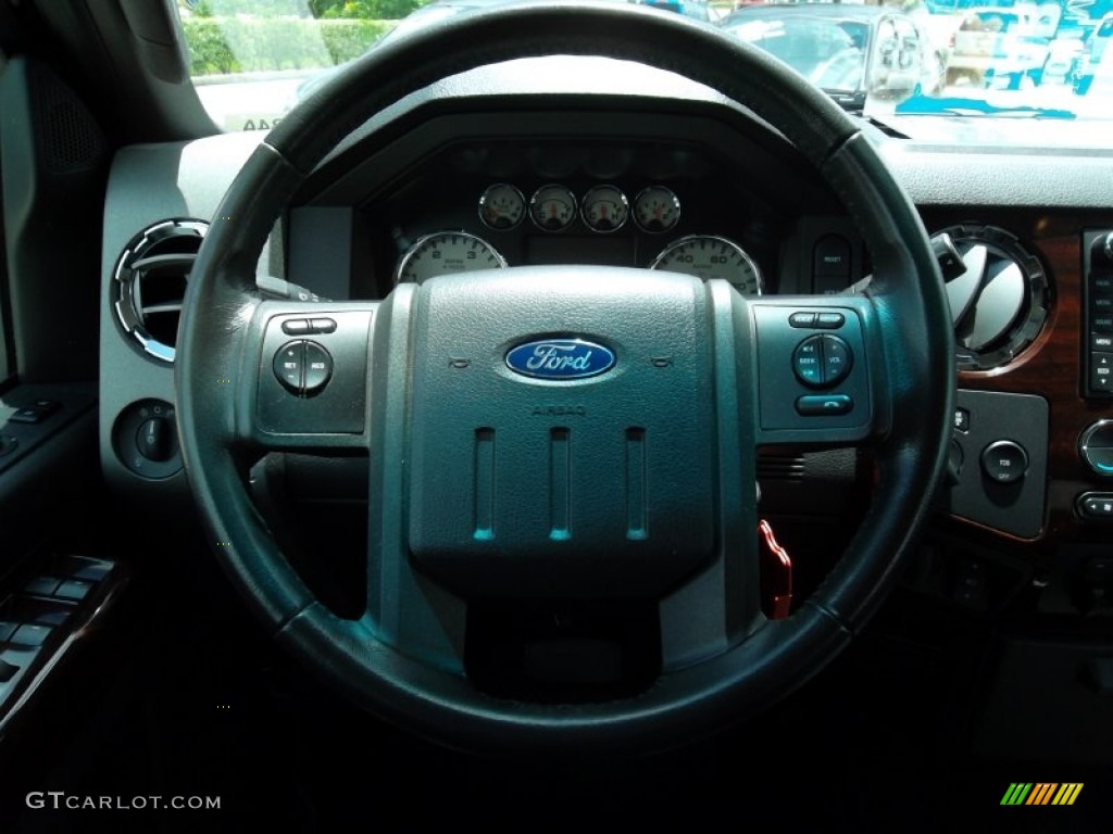 2010 Ford F450 Super Duty Lariat Crew Cab 4x4 Dually Black Steering Wheel Photo #53011883