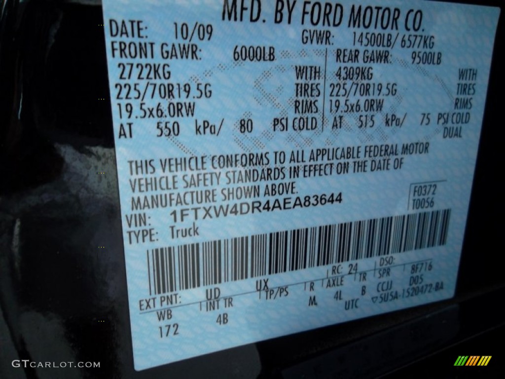 2010 F450 Super Duty Color Code UD for Black Photo #53011970