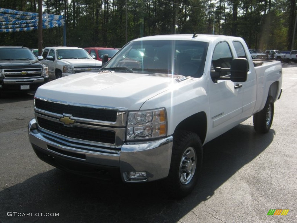 2008 Silverado 2500HD LT Extended Cab 4x4 - Summit White / Ebony Black photo #1