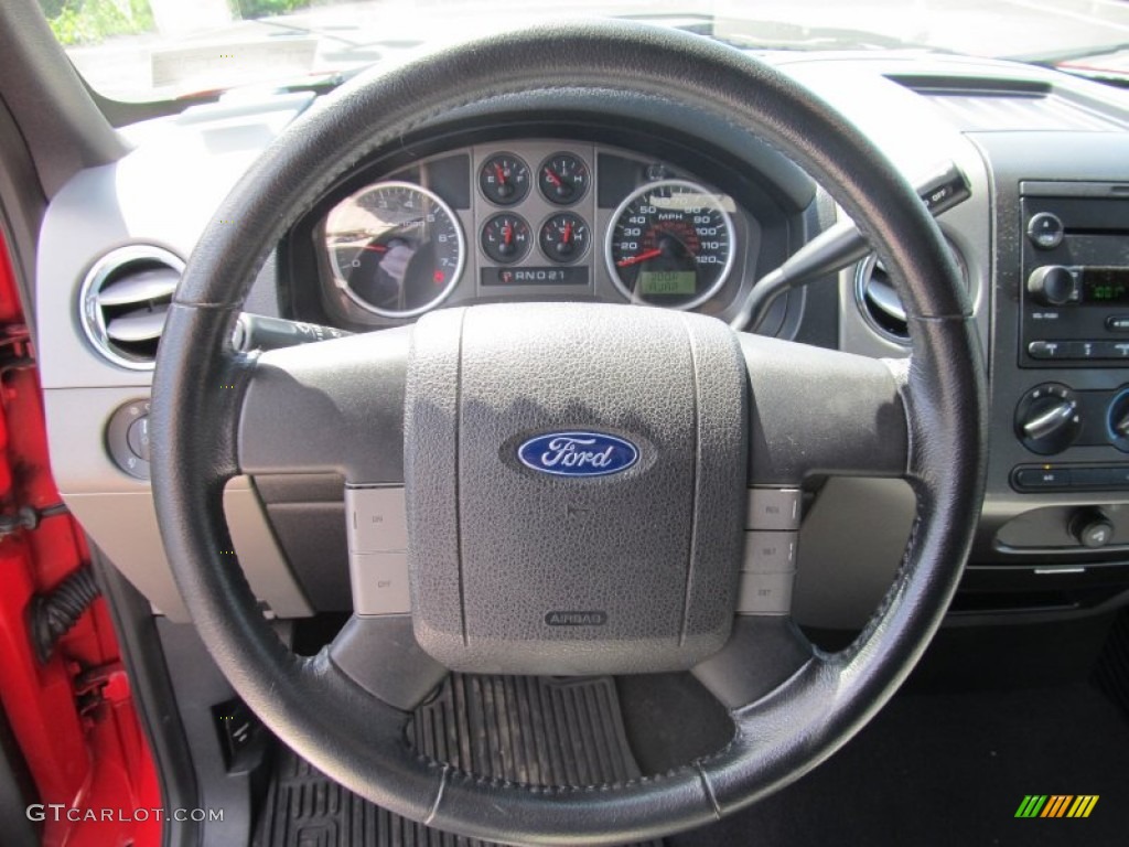 2005 Ford F150 XLT SuperCab 4x4 Medium Flint Grey Steering Wheel Photo #53015576