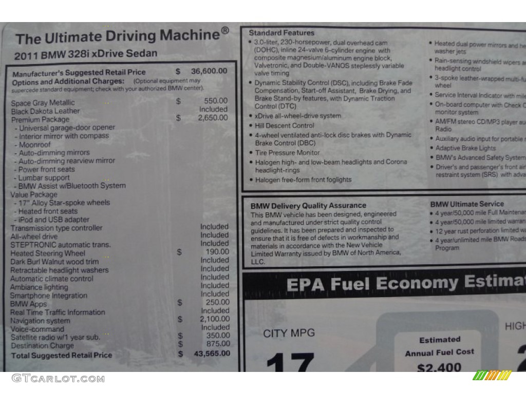 2011 3 Series 328i xDrive Sedan - Space Gray Metallic / Black Dakota Leather photo #3