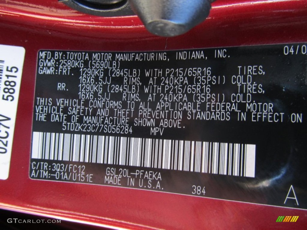 2007 Sienna LE - Salsa Red Pearl / Taupe photo #19