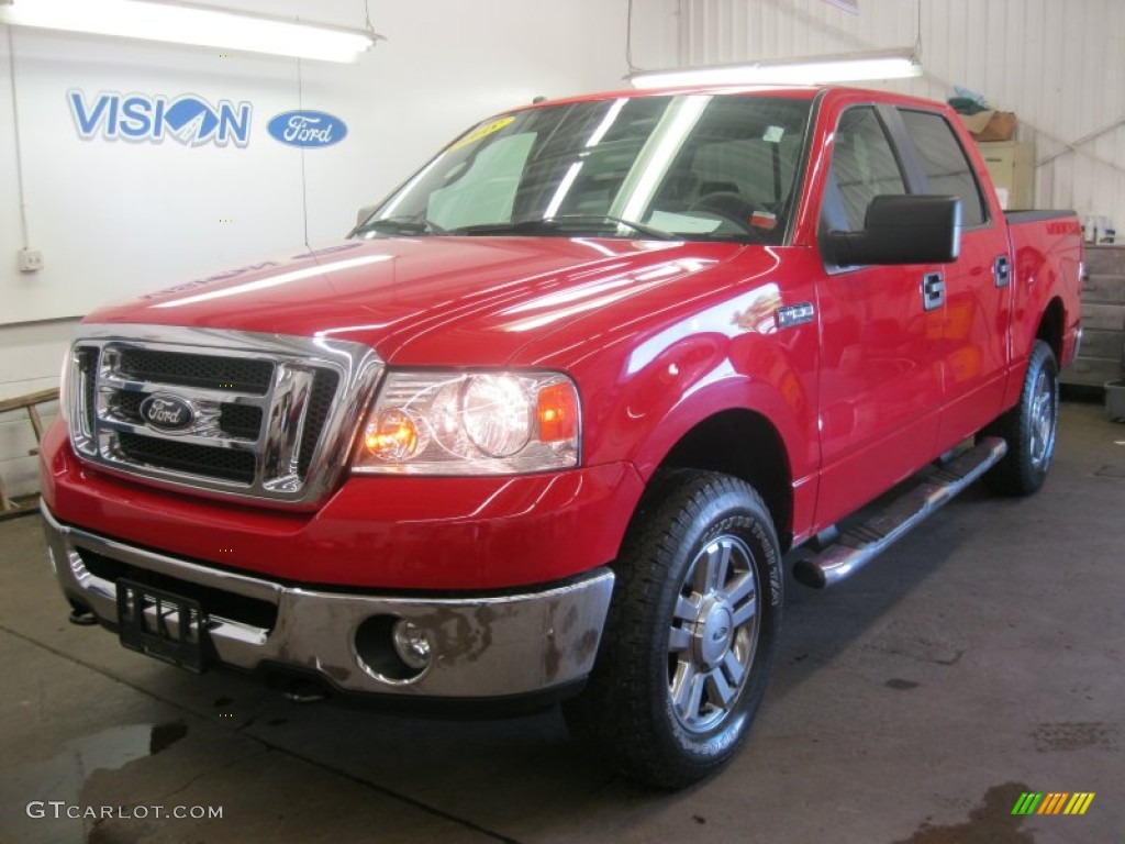 2008 F150 XLT SuperCrew 4x4 - Bright Red / Medium/Dark Flint photo #1