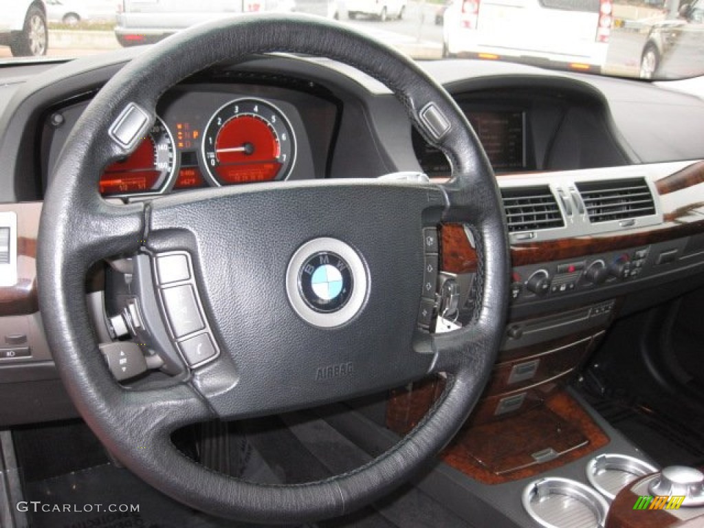 2003 BMW 7 Series 760Li Sedan Black/Black Steering Wheel Photo #53031668