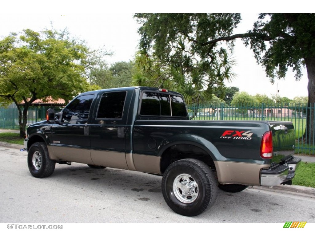 2004 F250 Super Duty XLT Crew Cab 4x4 - Dark Green Satin Metallic / Medium Flint photo #6