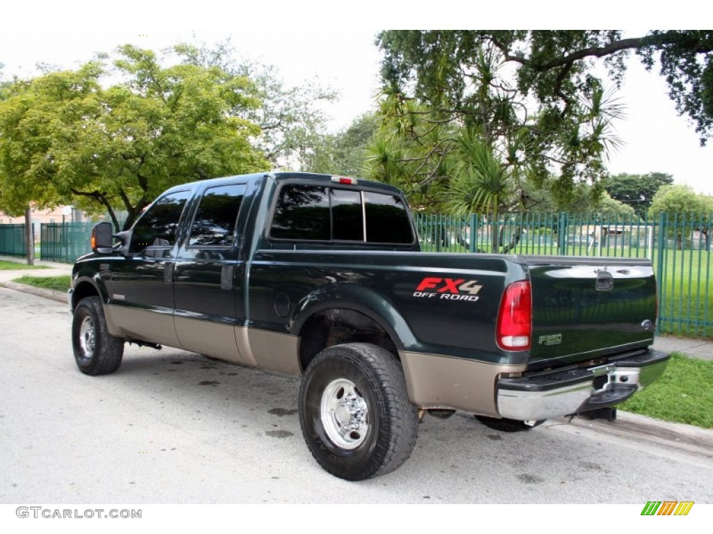 2004 F250 Super Duty XLT Crew Cab 4x4 - Dark Green Satin Metallic / Medium Flint photo #7