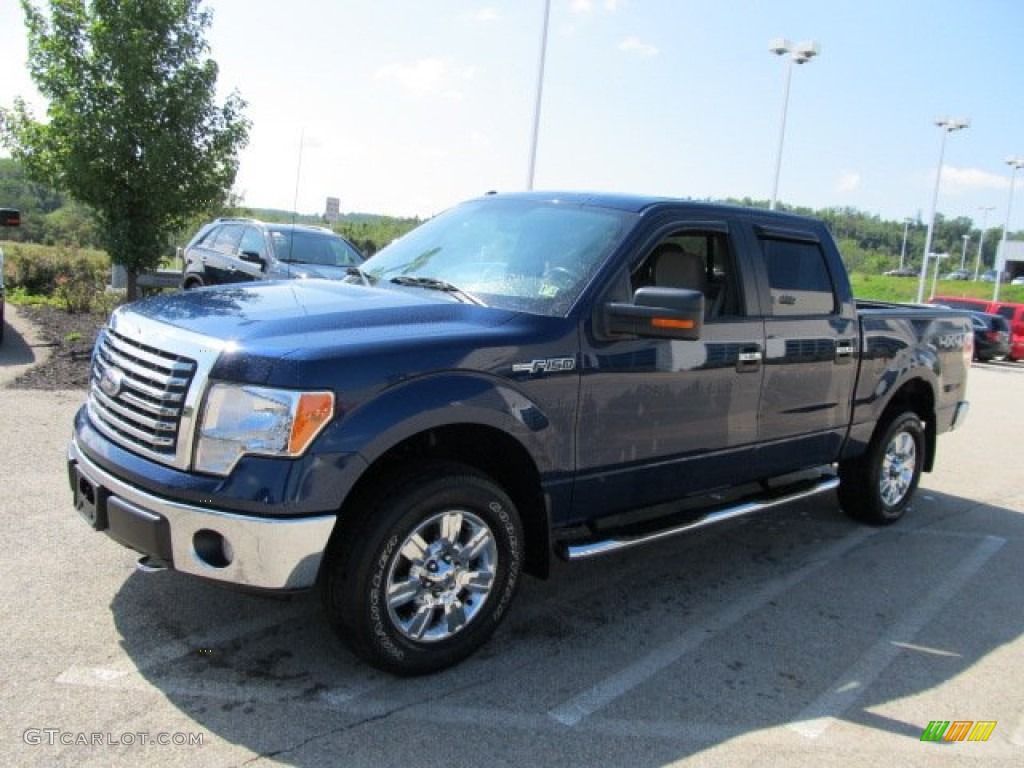 2010 F150 XLT SuperCrew 4x4 - Dark Blue Pearl Metallic / Medium Stone photo #5