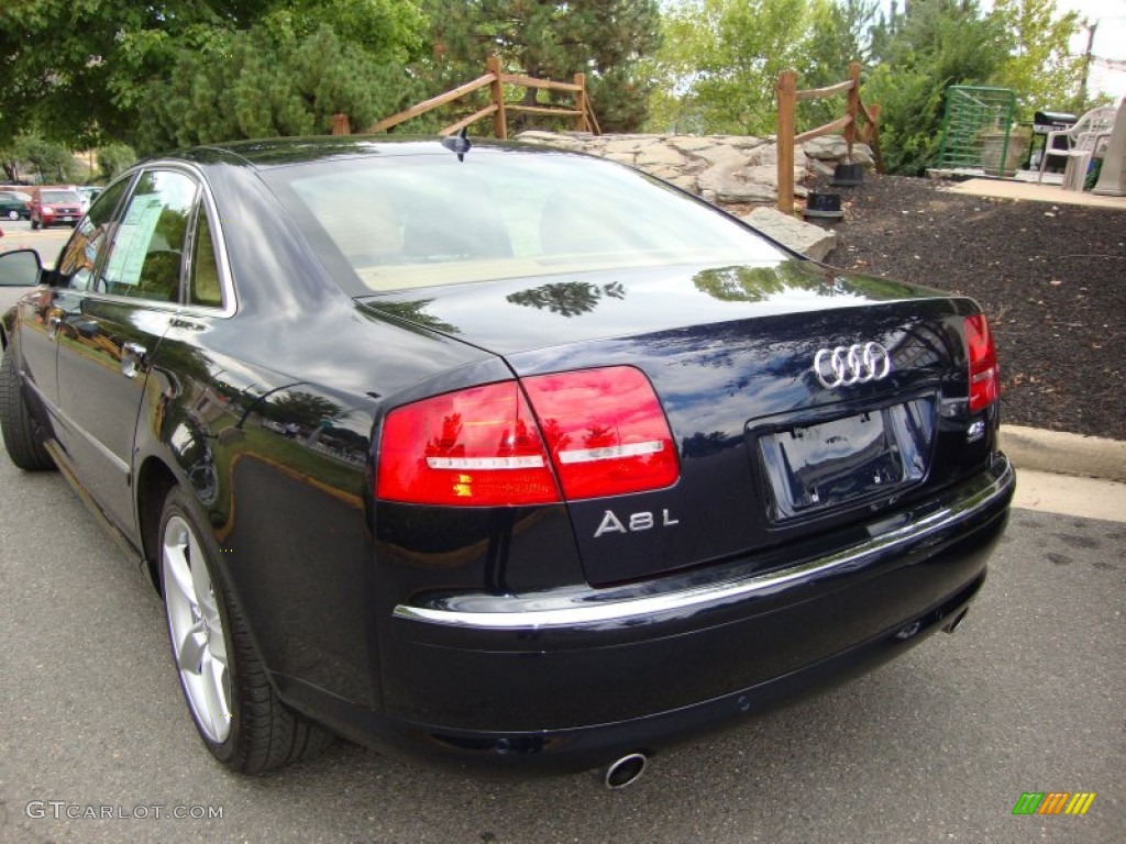 2009 A8 L 4.2 quattro - Night Blue Pearl Effect / Amaretto/Black Valcona Leather photo #4