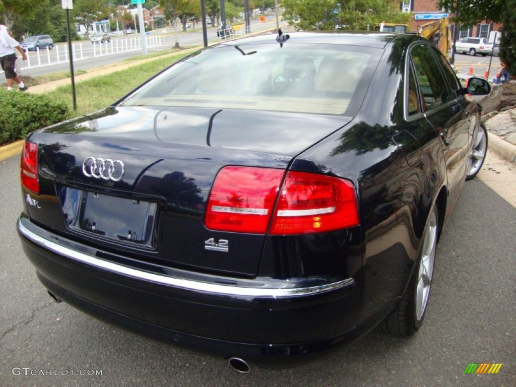 2009 A8 L 4.2 quattro - Night Blue Pearl Effect / Amaretto/Black Valcona Leather photo #6