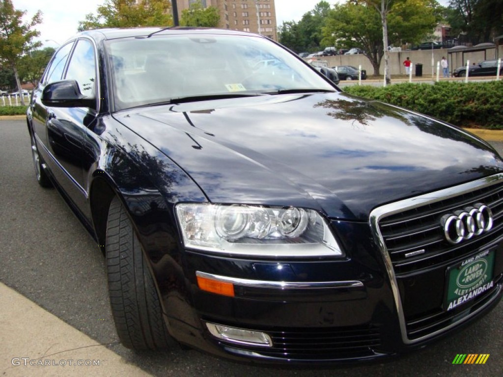 2009 A8 L 4.2 quattro - Night Blue Pearl Effect / Amaretto/Black Valcona Leather photo #9