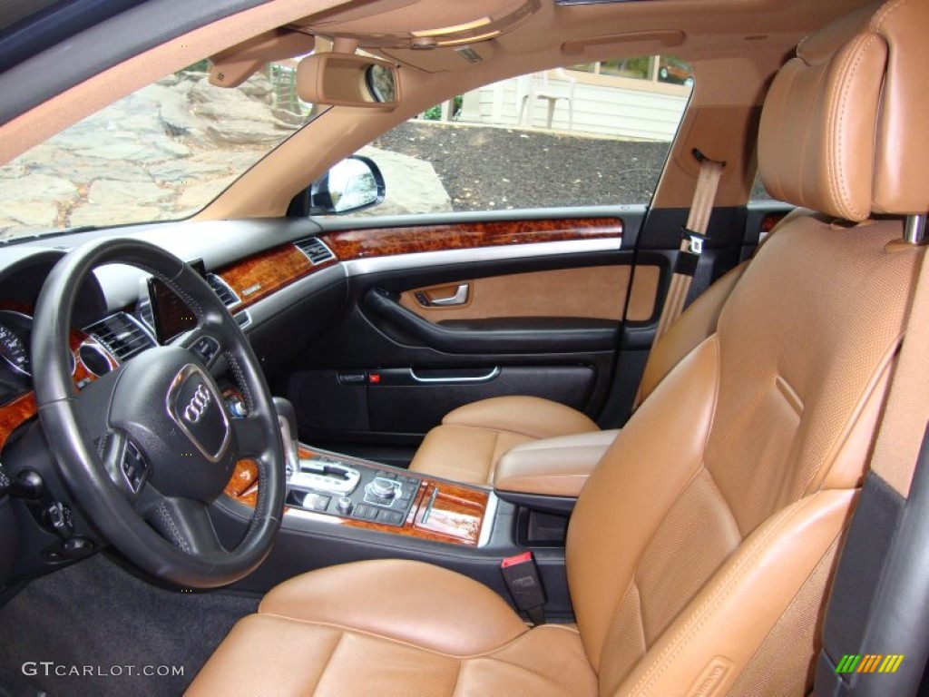 Amaretto/Black Valcona Leather Interior 2009 Audi A8 L 4.2 quattro Photo #53061791