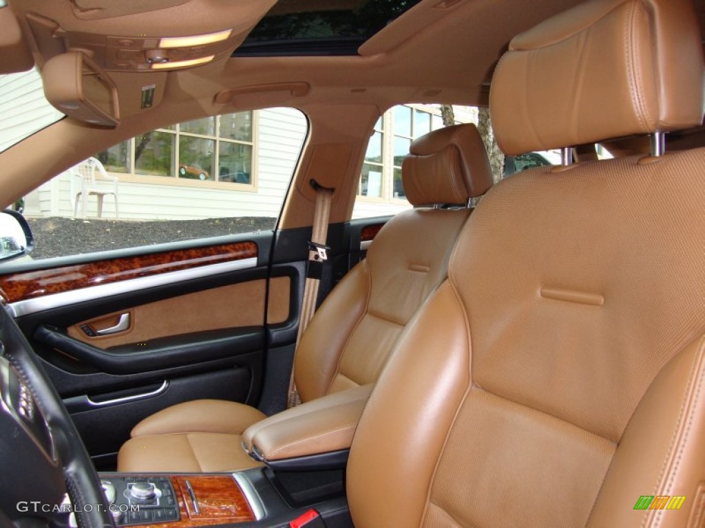 Amaretto/Black Valcona Leather Interior 2009 Audi A8 L 4.2 quattro Photo #53061824