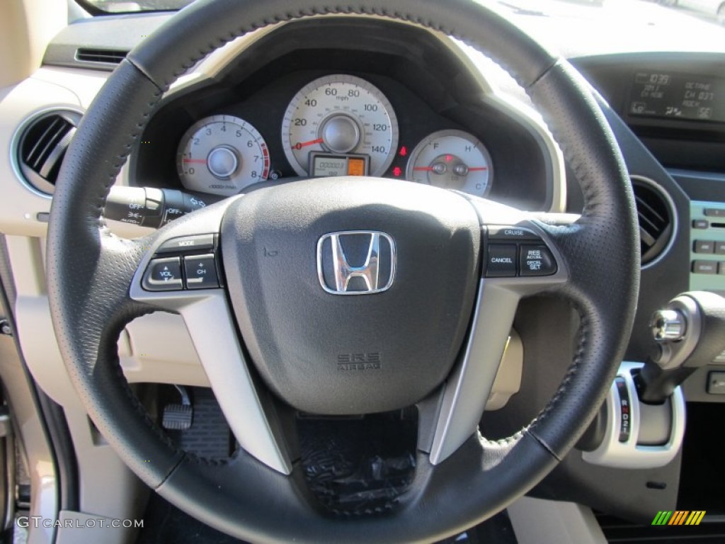 2011 Honda Pilot EX-L 4WD Beige Steering Wheel Photo #53067019