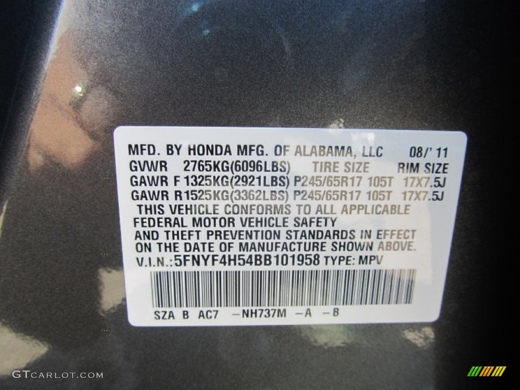 2011 Pilot Color Code NH737M for Polished Metal Metallic Photo #53067352