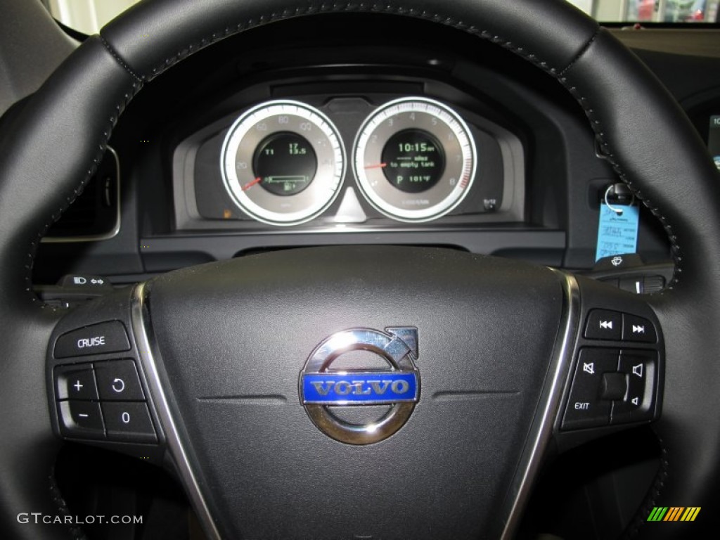 2012 Volvo S60 T6 AWD Beechwood Brown/Off Black Steering Wheel Photo #53069821