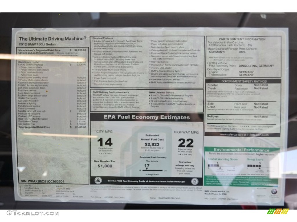 2012 7 Series 750Li Sedan - Alpine White / Black photo #3