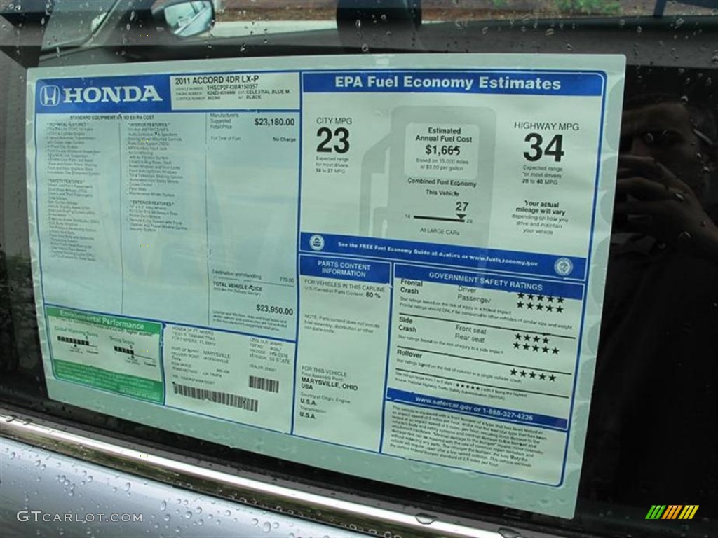 2011 Accord LX-P Sedan - Celestial Blue Metallic / Black photo #9