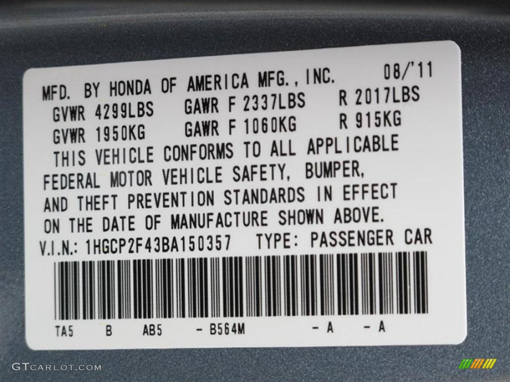 2011 Accord LX-P Sedan - Celestial Blue Metallic / Black photo #10