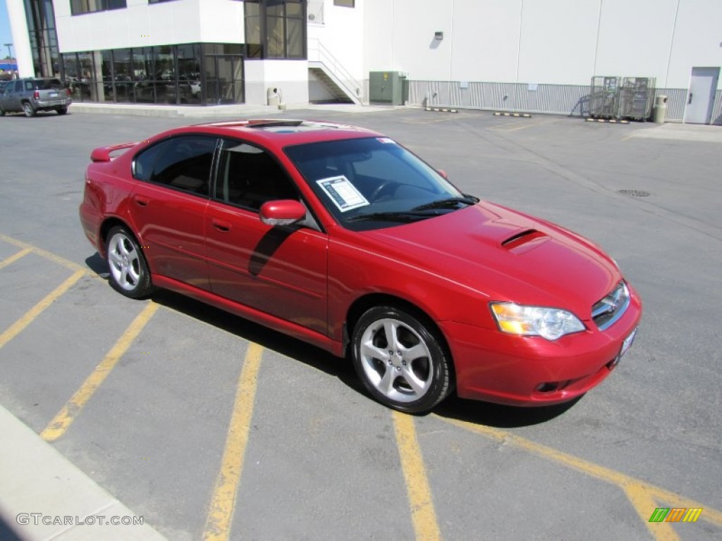 2006 Legacy 2.5 GT Limited Sedan - Garnet Red Pearl / Off-Black photo #27